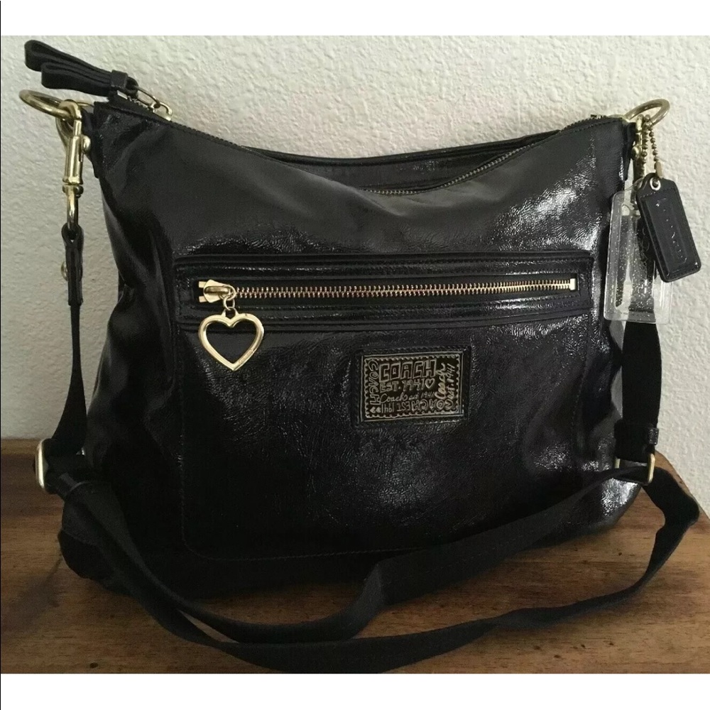 Black Patent Leather Coach Poppy